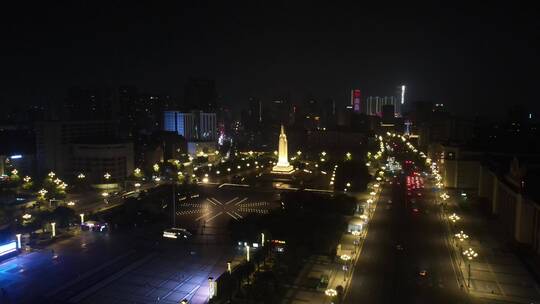 江西南昌八一广场八一大道夜景灯光航拍