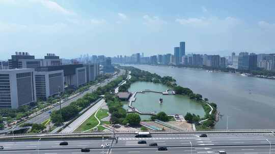 福州花海公园航拍城市公园风景南江滨西大道