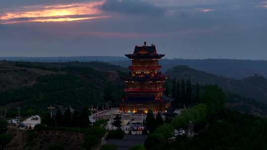 环县西山文昌阁景区视频素材模板下载