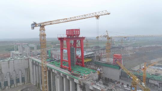 4K广西桂平大藤峡水电站建设画面航拍