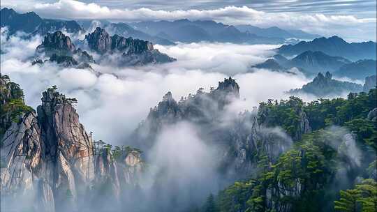 泰山风景泰山日出泰山云海航拍风光ai素材