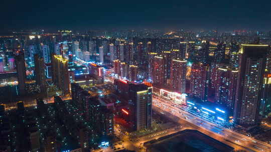 东北辽宁沈阳长白岛城市夜景住宅高楼航拍