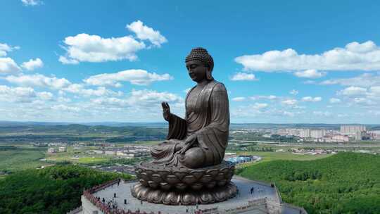 吉林敦化六鼎山文化旅游区航拍延时景观