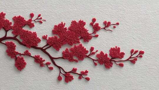 唐风红色梅花傲雪绽放唯美意境