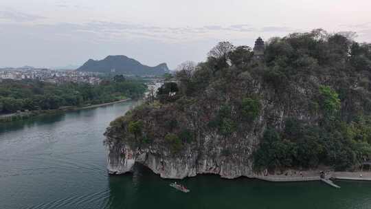 广西桂林象山景区桂林象鼻山航拍