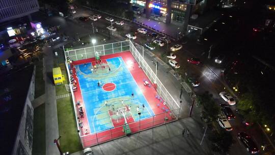 篮球 运动 打篮球 球场 夜景视频素材模板下载