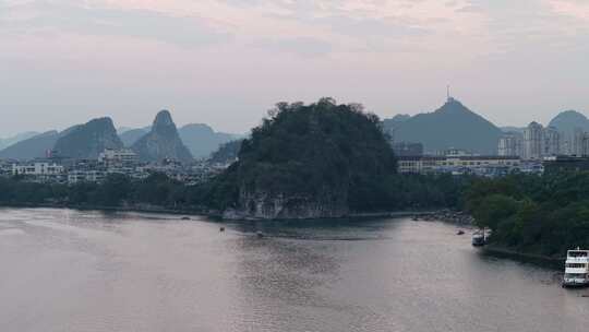 广西桂林象山景区桂林象鼻山航拍