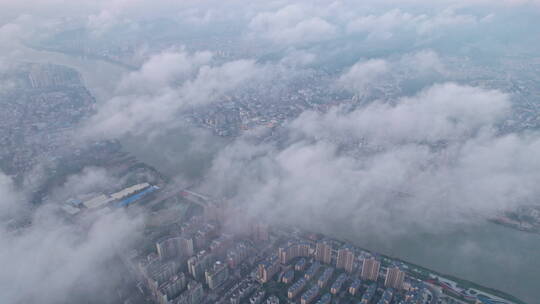 【4K超清】航拍城市日出朝阳平流雾纯净云海