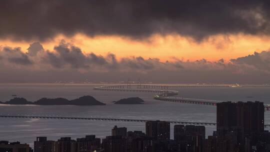 震撼港珠澳大桥日出延时