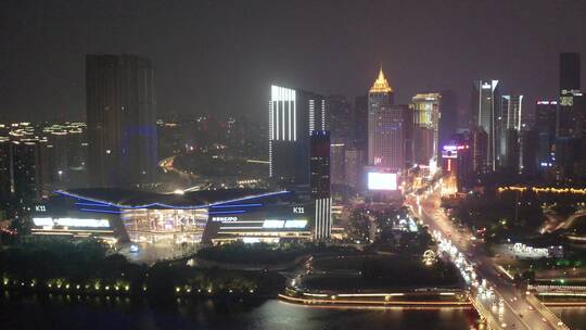 辽宁沈阳城市风光夜景航拍