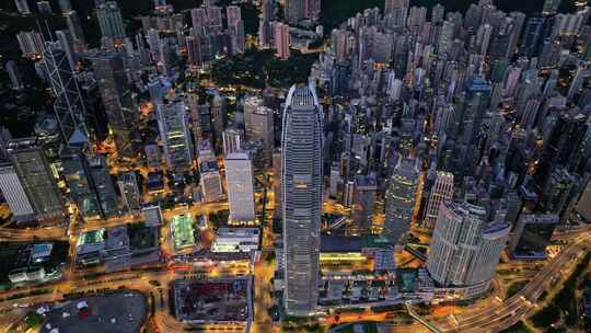 香港维多利亚港CBD中环高空航拍