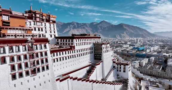 西藏拉萨市布达拉宫5A级景区世界级宫殿航拍