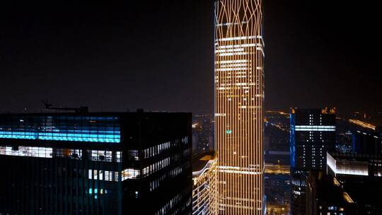 上海前滩太古里夜景航拍视频素材模板下载