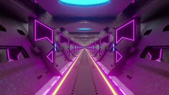 炫酷大气紫色隧道穿越4k背景视频素材