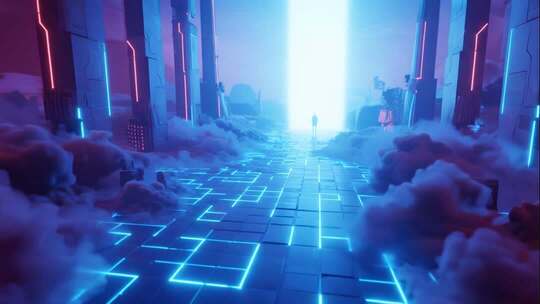 史诗感赛博朋克走向光门励志概念动画