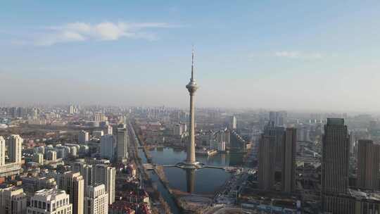 天津电视塔由近及远镜头