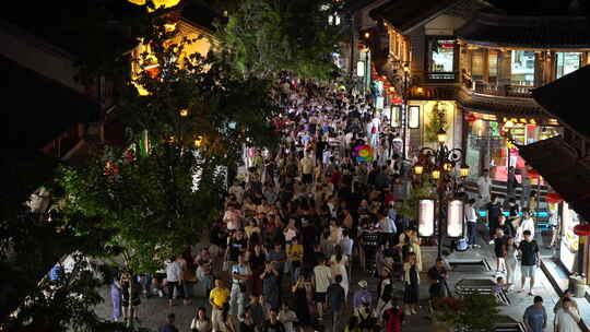 大理步行街景区景点游客旅游人群逛街街景