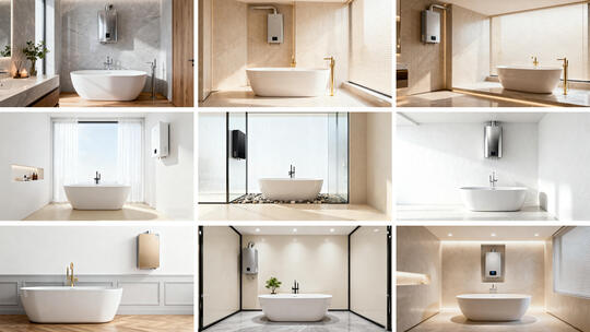 现代浴室设计展示 智能热水器安装效果