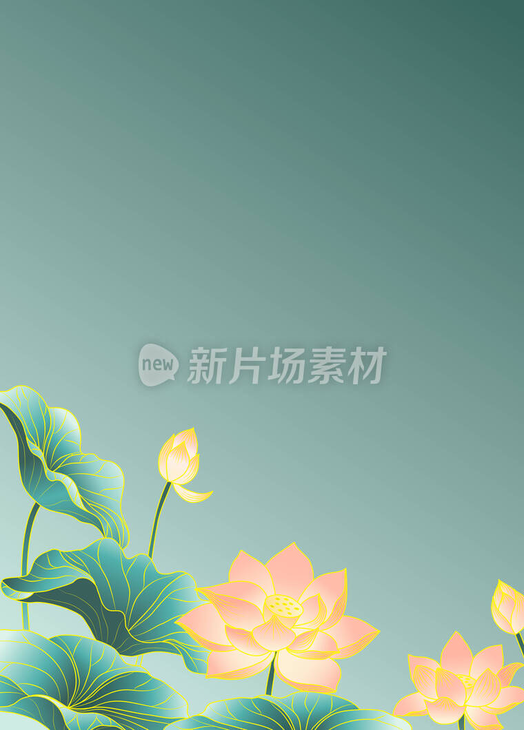 二十四节气插画元素夏季池塘荷花荷叶