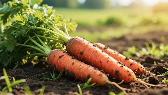 田地里新鲜胡萝卜