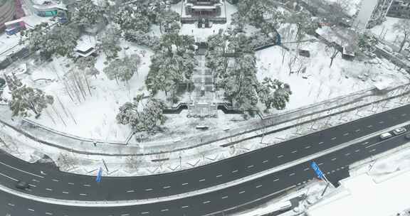 武汉城市地标景点雪景风光