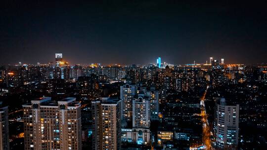 上海浦西夜景航拍