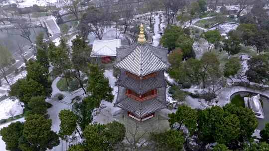 西安兴庆宫公园雪景