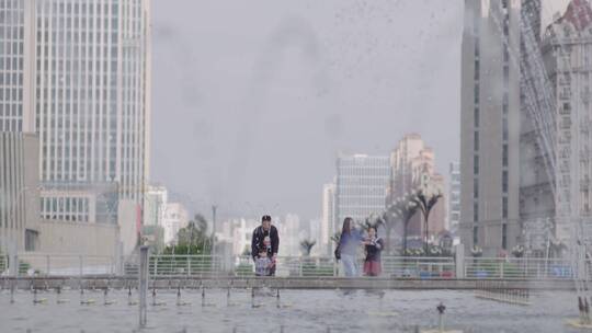 广场喷泉 城市VLOG格式 西宁 万达商业区视频素材模板下载