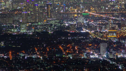 航拍首尔城市灯火通明夜景