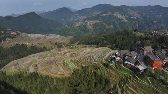 贵州黔东南加榜梯田加页古村落航拍风光