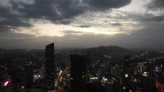 航拍江苏无锡三阳广场城市夜景