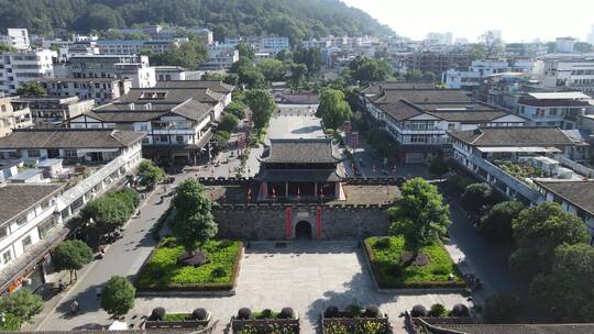 航拍福建长汀古城4A景区