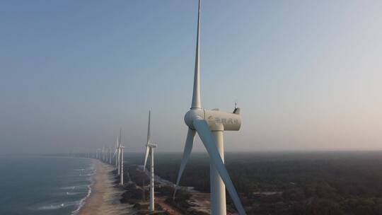 【1】海边风车-风力发电机组-新能源-风能4k视频素材模板下载