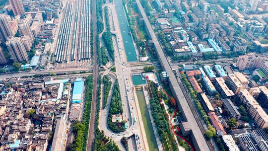 西安 鼓楼 街景 航拍 街道