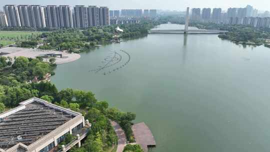 张家港沙洲湖大酒店沙洲湖会议中心航拍