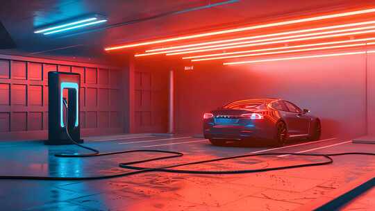 炫酷时尚新能源汽车与充电桩 广告宣传空镜