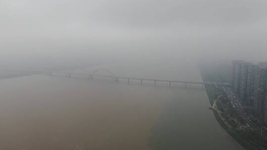 湖南长沙湘江橘子洲汛期涨洪水航拍视频素材模板下载