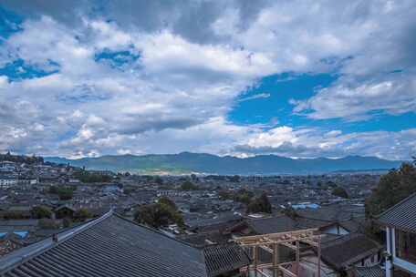 丽江古城延时大合集建筑日转夜大研古城