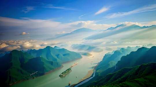 长江河流山川山脉风景