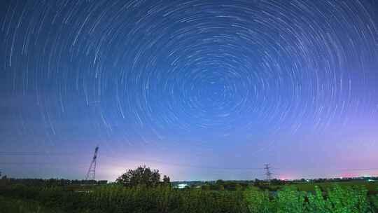 实拍6K星空北极星运动星轨素材