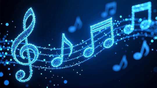 蓝色粒子音符跳动4K