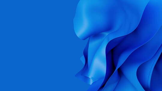 抽象波浪蓝嫩织物风缎布软皱褶动画3d渲染