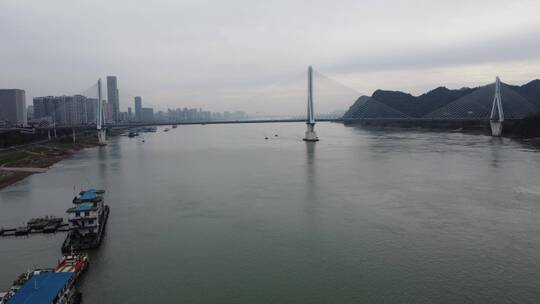 航拍武汉跨江大桥