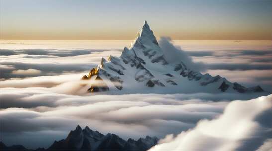 AIGC素材 雪山山峰之巅山脉风景