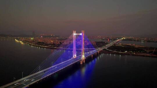 航拍广东潮州大桥夜景视频素材模板下载