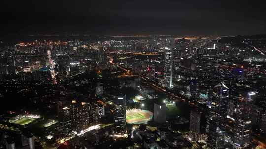 深圳南山区CBD高楼大厦夜景航拍