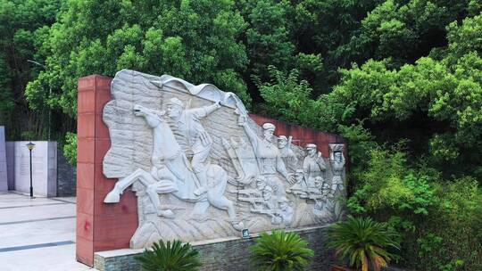 实拍江西省吉安县将军公园英雄石雕视频素材模板下载