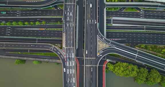 杭州拱墅区中河高架环城北路大运河航拍风光