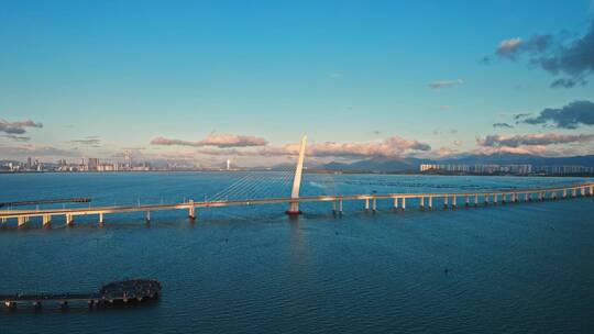 航拍深圳湾大桥视频素材模板下载