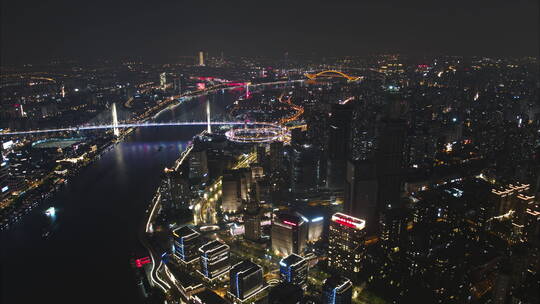 4K上海夜景航拍南浦大桥黄浦江
